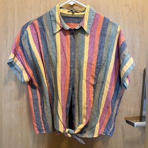 Multicolored Striped Retro Tie Top